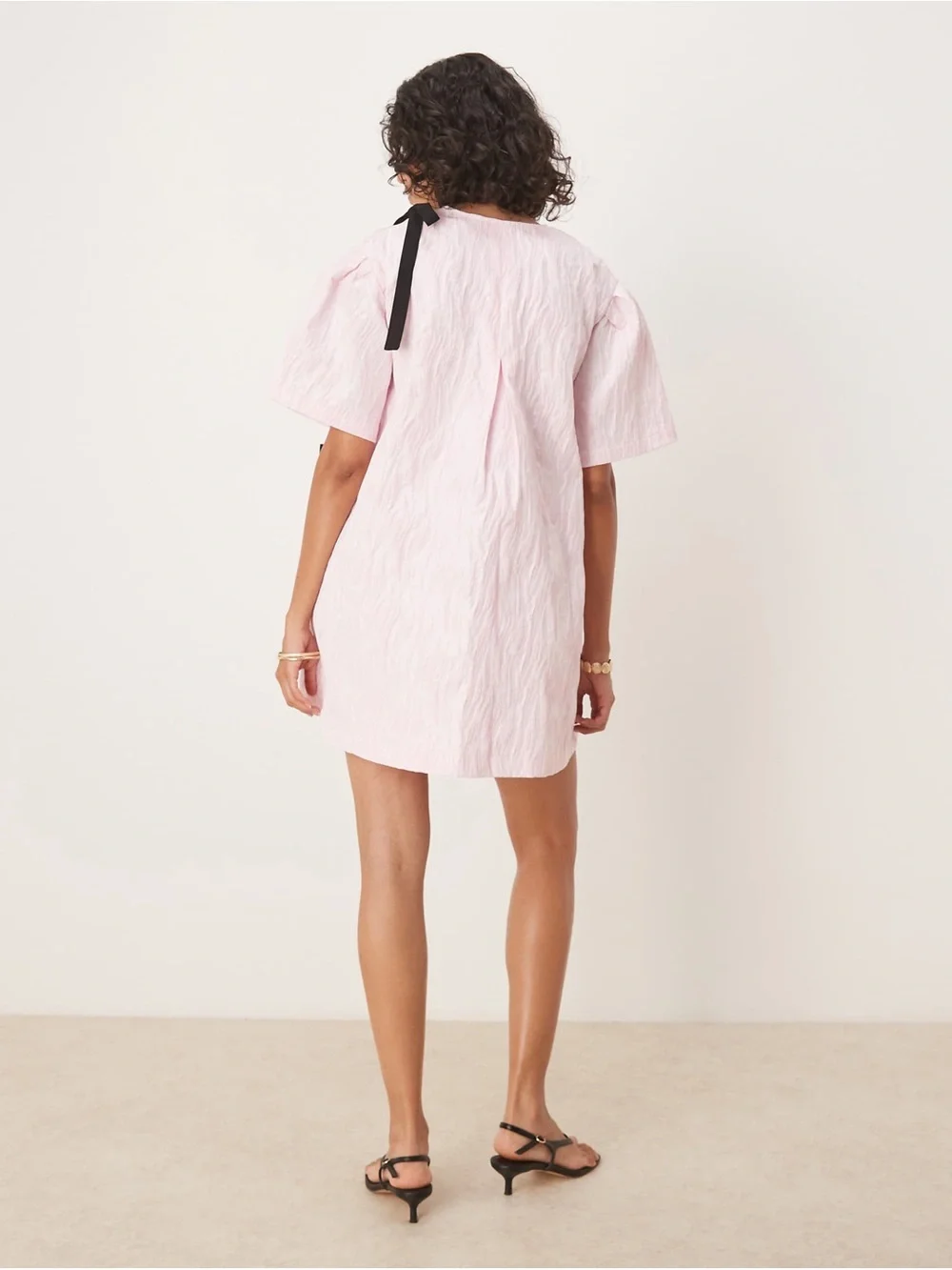 NWT GHOSPELL Contrast Bow Pink Mini Dress  Size Large